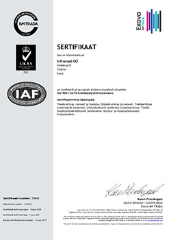 Infraroad ISO-9001 2015 sertifikaat